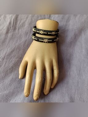 Set of 2 handwoven Werregue palm cuff flexible bracelet Artisan Made In Colombia
